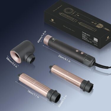 Фен-стайлер 3-в-1 webeauty з іонізацією, 110 000 об/хв, 20 м/с, 200 млн іонів, для сушіння та завивки волосся, рожевий