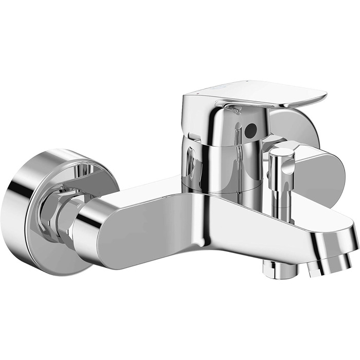 Змішувач для ванної кімнати Ideal Standard Ceraflex настінний з одноважільним керуванням, витяжка 160 мм, регульовані S-з'єднання, водозберігаюча картридж CLICK, хром (з набором для душу, без тримача для душу, хром)