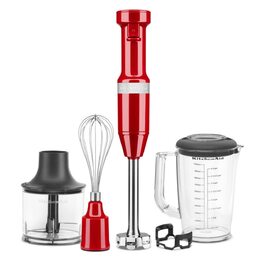 Погружний блендер KitchenAid 5KHBV83EER Empire Red з насадками: подрібнювач, вінчик, мірний стакан 700 мл, захист посуду, 180 Вт