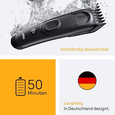 Машинка для стрижки Braun Series 5 HC5530: професійний тример для волосся та бороди, 17 налаштувань, акумулятор 50 хв, чорний