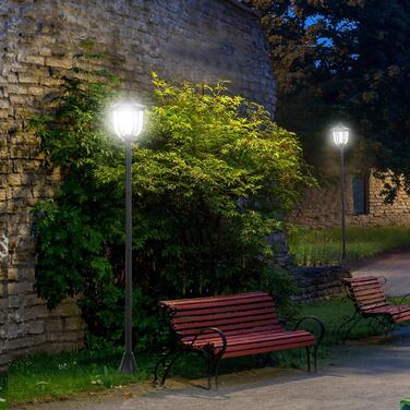 Сонячний LED ліхтар для саду, ліхтар з пластику, зовнішнє освітлення для внутрішнього та зовнішнього використання, висотою 177 см, садовий ліхтар, 30/60 люмен, для декору саду, балкону, чорного кольору.