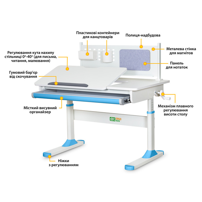 Дитячий стіл ErgoKids TH-325 Blue (арт.TH-325 W/BL)
