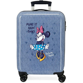 Дитячий валізний кабінний чемодан Disney Minnie Make it Rain Bows, синій, 38x55x20 см, жорсткий пластик, кодовий замок, 34 л, 2 кг, 4 колеса, ручна поклажа