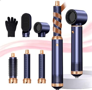 UKLISS Hairstyler 6-в-1: Професійний фен-щітка, стайлер для волосся, плойка, випрямляч – 1000 Вт, срібно-золотий