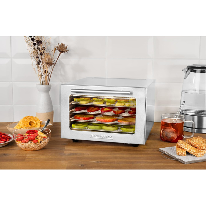 Сушарка для овочів та фруктів GASTROBACK Mini Professional срібляста (46604) - компактна, 400 Вт, нержавіюча сталь