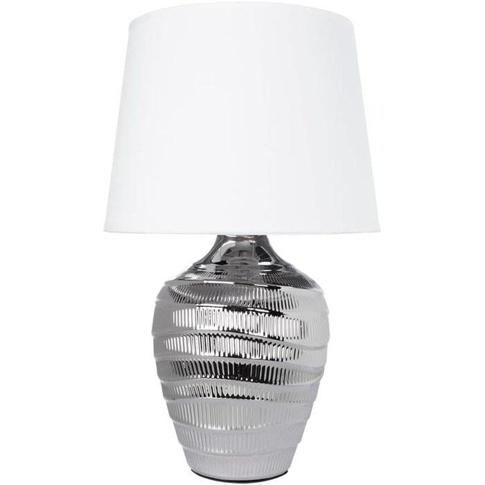 ARTE LAMP LED настільна лампа – класична декоративна лампа для робочого столу з хромованим корпусом та білим тканинним абажуром для вітальні та спальні – з кабелем, хром, білий