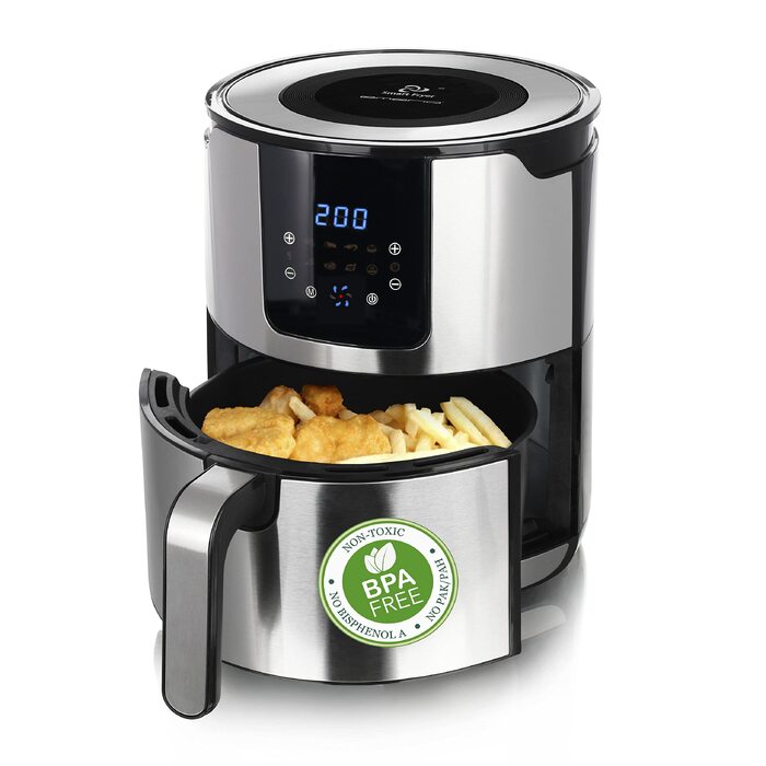 Аерофритюрниця Emerio XXL 13л Airfryer AF-121914: розумна мультипіч з ротисаром, кошиком та функцією сушіння, 1800 Вт, чорна