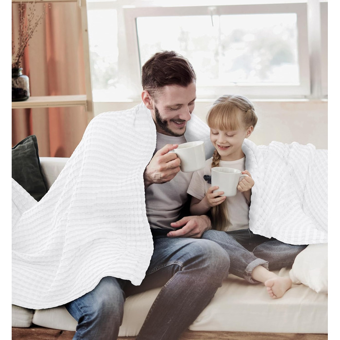 Вафельна ковдра Utopia Bedding з 100% бавовни, літня легка покривало (304x304 см), білий колір