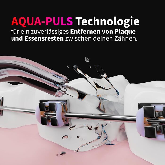 Munddusche AQUADENT A2 | Бездротова | Для дому та в дорогу | Water Flosser | Ефективне очищення міжзубного простору | 3 програми | Чорний