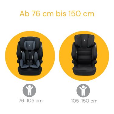 Дитяче автокрісло Osann Jazzi Isofix i-Size, з 1 року, для зросту 76-150 см, чорне, з регулюванням по висоті