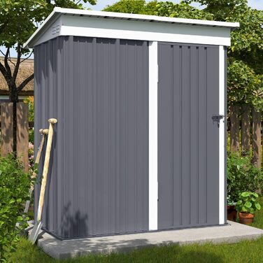 Металевий садовий будиночок UDPATIO 4 м³ (228x121x181 см) - для двору, інструментів, велосипедів. Оцинкована сталь, замок, світло-сірий