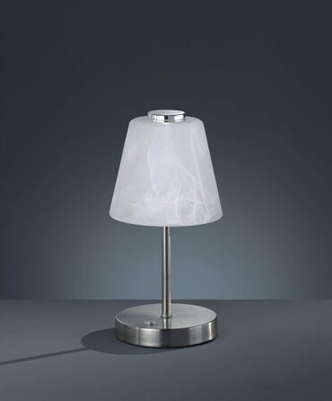 Настільна LED лампа Reality Leuchten Emmy, 2.5 Вт, метал, нікель матовий, скло алебастрове біле, сенсорна, 4 режими