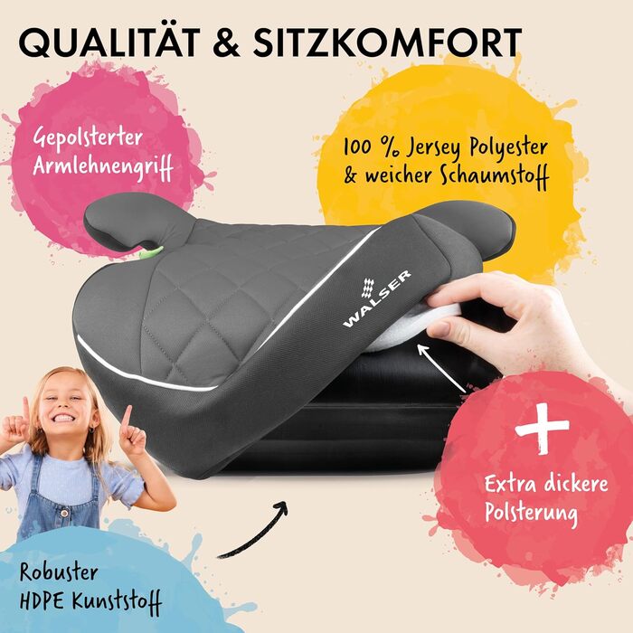 Автобустер WALSER Premium Andy ISOFIX 125-150 см Сірий (2 шт) ECE R129 2024 - Дитячий Автомобільний Сидіння