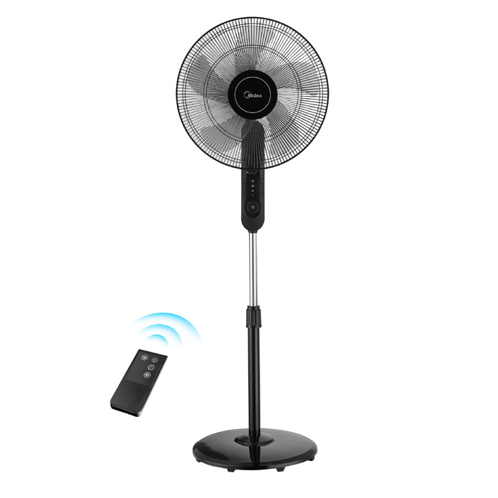 Вентилятор підлоговий Midea FS40-15FR з пультом, 3 режими, LED дисплей, таймер, регульована висота, чорний