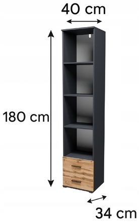 Стелаж Matkam 40 x 180 x 34 см, дуб вотан/графіт