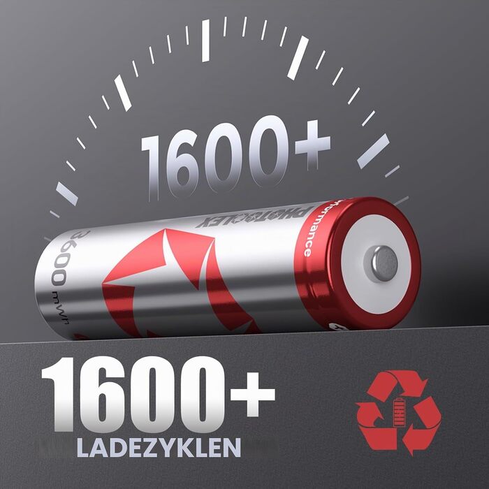 Акумулятори PHOTOOLEX AA Li-ion 1.5V 3600mWh, комплект 8 шт. з кейсом для зберігання, висока ємність