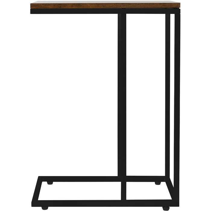 Стіл приставний у формі С ML-Design, чорний-вінтажно-коричневий, 45x25x64 см, метал і дерево, індустріальний стиль, для ноутбука, дивану, вітальні