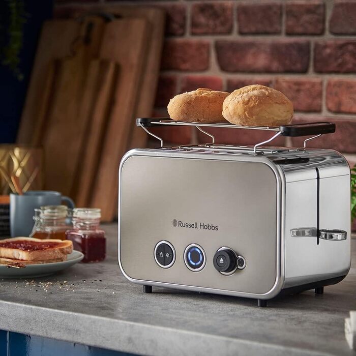 Тостер Russell Hobbs Distinctions Titanium (2 відділення) - нержавіюча сталь, 6 режимів, розморожування, підігрів, підйом тостів