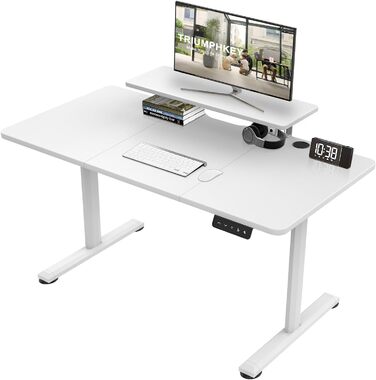 Ергономічний електричний стіл TRIUMPHKEY 120x60 см з регулюванням висоти, чорний, з моніторною полицею, стоячо-сидячий комп'ютерний стіл