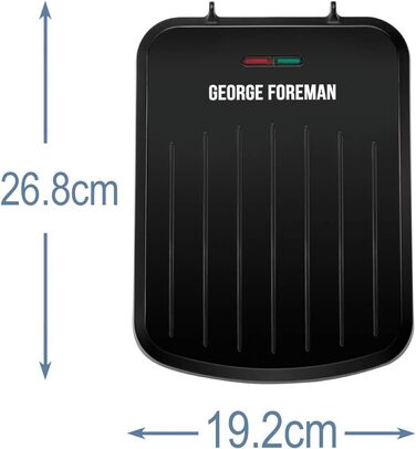 Електричний гриль George Foreman 25800, багатофункціональна гриль-плита і тостер, швидкий нагрів, легке очищення, чорний