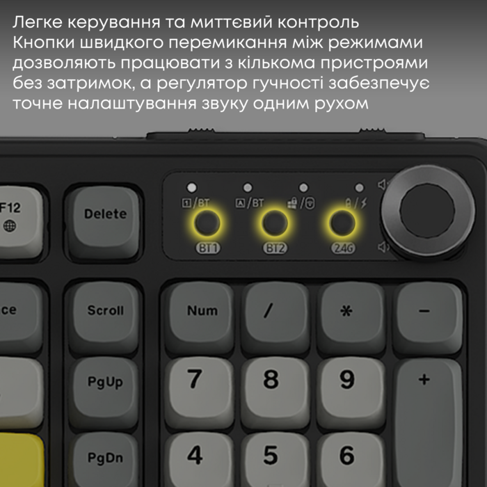 Бездротова клавіатура Ajazz AF98 PLUS Black Gray Yellow (AF98-PLUS-BGY)