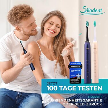 Електрична зубна щітка Silodent Midnight Blue з антисептичною щетиною. 5 програм, Power-батарея, чохол для подорожей. Тестовий лідер, 100 днів без ризику.