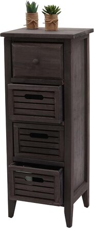 Комод Mendler T18 з 4 шухлядами, 74x30x25 см, вінтажний шафка у стилі шеббі-шик, сірий/коричневий