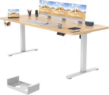 Електричний регульований стіл Homall 200x80 см з пам’яттю, комп’ютерний стіл із чотирисекційною стільницею, стоячий стіл для роботи