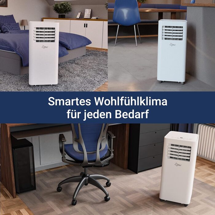 Мобільний кондиціонер SUNTEC Comfort 7.0 Eco R290, 2050 Вт, 7000 BTU, з відводом повітря, охолоджувач і осушувач для кімнат до 25 м², тиха робота, для дому та офісу