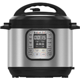 Електрична мультиварка Instant Pot Duo 80, 7,6 л, 1200 Вт, нержавіюча сталь, 7-в-1: скороварка, повільноварка, рисоварка, сотейник, йогуртниця, пароварка та стерилізатор, срібляста