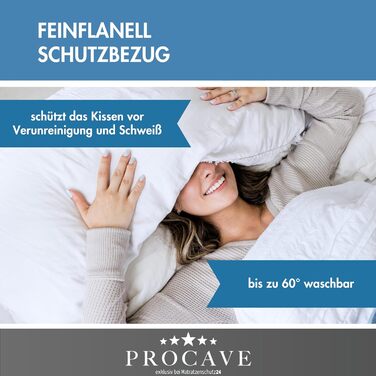 Подушка для сну на боці PROCAVE Top Cool — довга анатомічна подушка-боді, дихаюча та комфортна проти болю в спині, з чохлом 40x145 см, Made in Germany