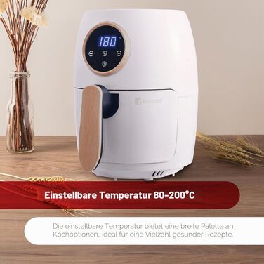 Аерофритюрниця Bergner Naturally AirFryer 2 л, 1000 Вт, антипригарне покриття, таймер, біла