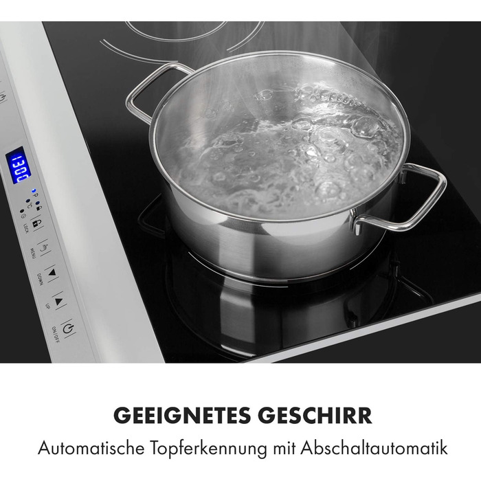 Портативна індукційна плита Klarstein Cucinata, подвійна, 3100 Вт, сенсорне управління, таймер, захист від перегріву, блокування від дітей, 10 рівнів потужності, сенсор для посуду, склокераміка, срібляста