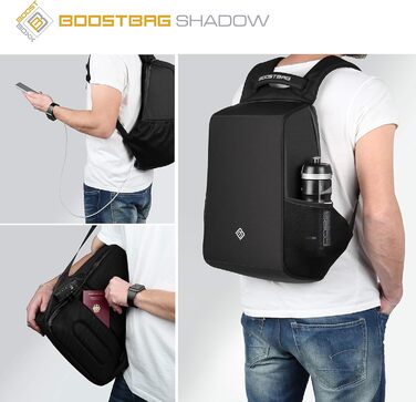 Рюкзак BoostBag Shadow антивандальний з TSA-замком, USB, захистом RFID для ноутбука 15,6'' та органайзером для документів
