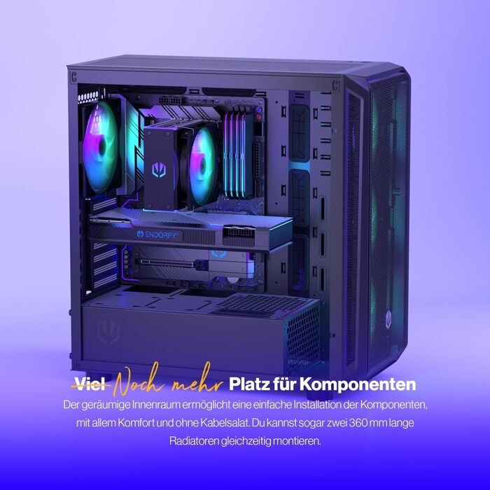 Комп'ютерний корпус ENDERFY Arx 700 ARGB ATX, 4x 140 мм ARGB вентилятори, Mesh, підтримка водяного охолодження 360 мм, ігровий корпус