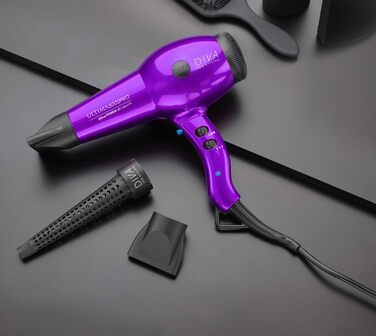 Фен для волосся DIVA Pro Styling Ultima 5000 Pro, 2200 Вт, 4 режими нагріву, 2 швидкості, функція холодного повітря, фіолетовий