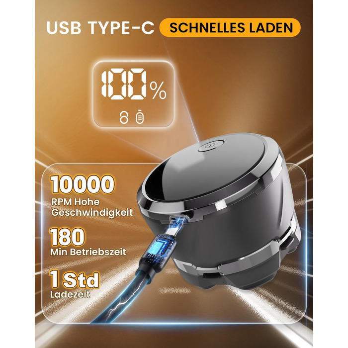 Машинка для гоління голови Glatzen 2026 IPX8, 6D, USB-C, дисплей LED, вологостійка, для сухого та вологого гоління, сіра