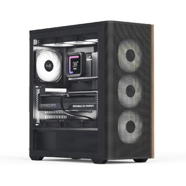 Корпус для ПК AeroCool GEH Midi D501A-G-BK-V2, чорний/дерево, ATX