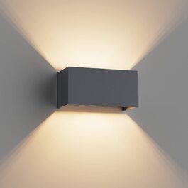 Стіна світильник Klighten вуличний LED 18W з лампою G9 (3000K, тепле біле світло), регульований кут нахилу, IP54, антрацит RAL 7016 для дому та саду
