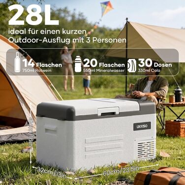 Автомобільний холодильник компресорний 28л 12/24V, 100-240V з USB, для авто, вантажівок, кемпінгу (-20°C до +20°C)