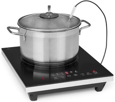 Індукційна плита Klarstein Cook n Roll 2000Вт, 26 см, 10 режимів, 6 програм, SousVide, термометр, чорна