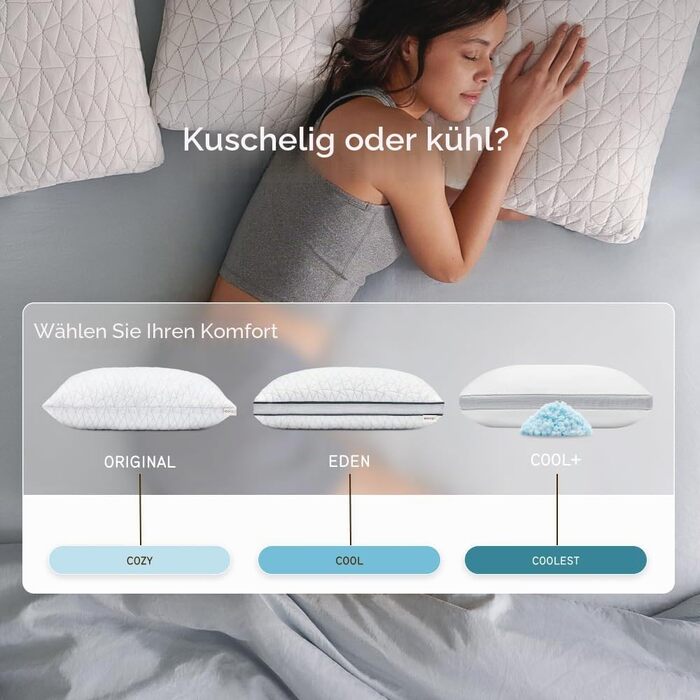Регульована подушка Coop Home Goods Eden Cool King Size з ефектом пам'яті, гелевим наповненням та дихаючою тканиною Lulltra, універсальна