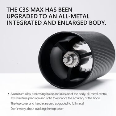Кавомолка ручна TIMEMORE Kastanie C3S Max (30г) чорна - професійна, з конічними жорнами з нержавіючої сталі, для дому, подорожей, кемпінгу