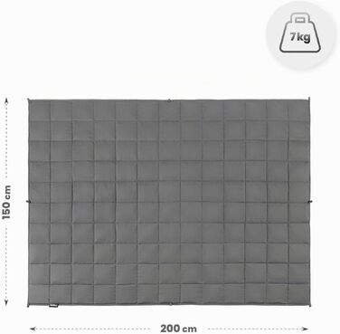 Обважнююча ковдра для сну 8 кг, терапевтична ковдра з мікрофібри 150x200 см, 7-шарова система зі скляними намистинами, сертифікат Oeko-TEX, сіра