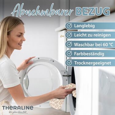 Theraline Клиновидна подушка для сидіння ортопедична для офісного крісла з піни преміум-класу, ергономічна для авто, знімний чохол 100% бавовна, прання 60°C (Leo)