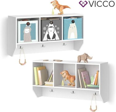 Настінна полиця Vicco Luigi для дитячої кімнати, біла, 107x56 см, без коробок