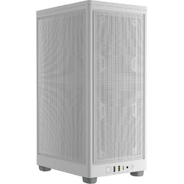 Корпус для ПК Corsair 2000D Airflow Mini ITX, білий, три слоти для GPU, сітчаста сталь, оптимізований для охолодження, сучасні порти на фронті