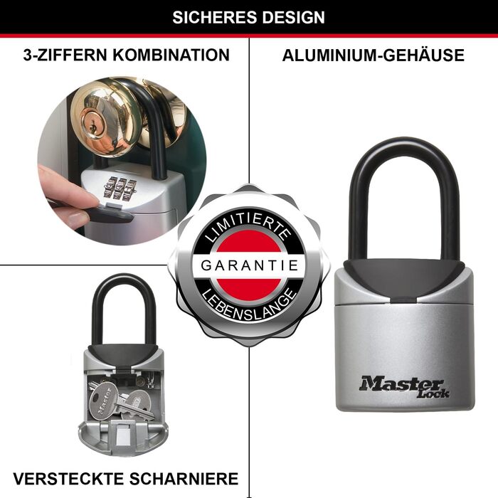 Ключниця Master Lock з кодовим замком для настінного монтажу, водонепроникна для зовнішнього використання, середній розмір (13,5 x 7 x 3,2 см), з комплектом кріплення