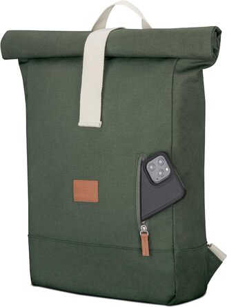 Рюкзак Johnny Urban Rolltop Adam Large для жінок і чоловіків, відділення для ноутбука 16'', міцний водовідштовхувальний бавовняний канвас, зелений