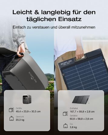 Портативна зарядна станція EcoFlow DELTA 3 Max, 2048 Вт·год, 2400 Вт X-Boost, з додатковими панелями 2×160 Вт